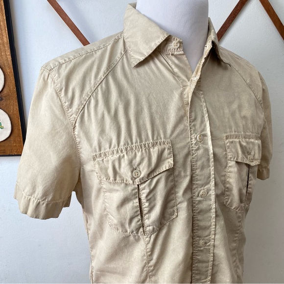 Sisley Antiqued Button Down Shirt Made In Italy - Picture 4 of 16